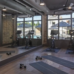 yoga studio with spin cycles