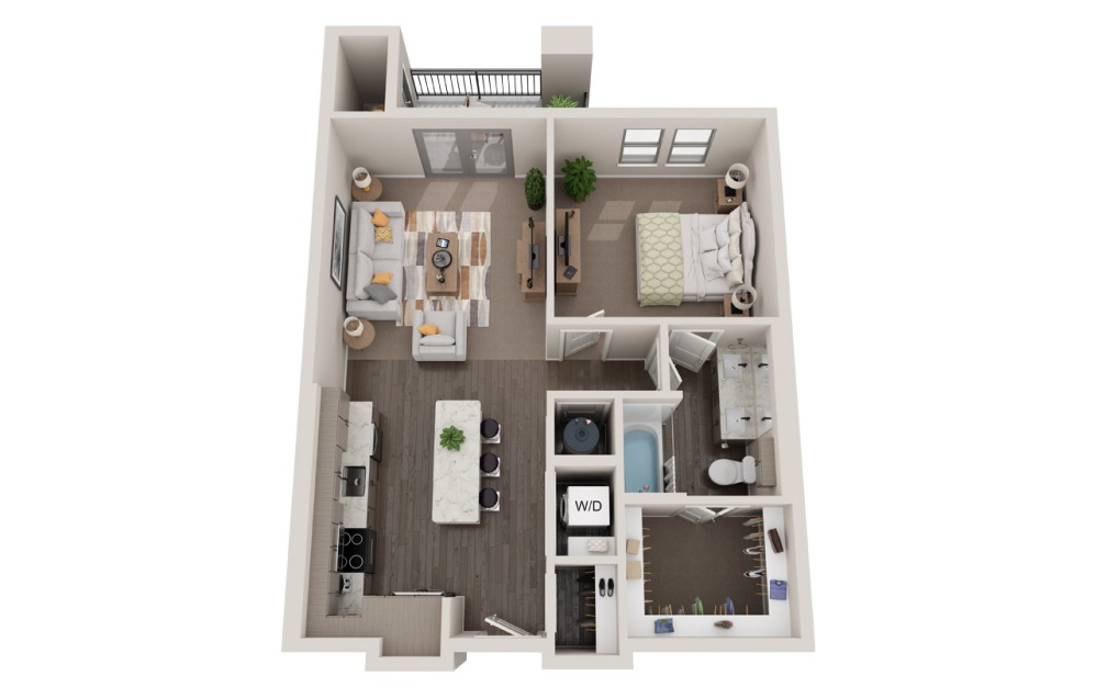 Berkeley - 1 bedroom floorplan layout with 1 bathroom and 786 square feet