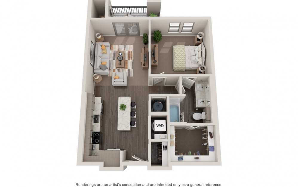 Berkeley - 1 bedroom floorplan layout with 1 bath and 786 square feet.